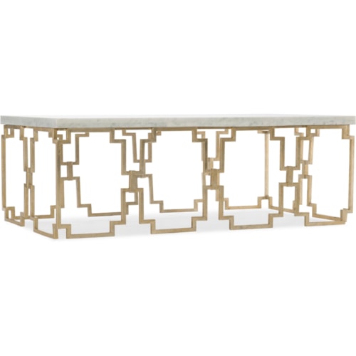 Contemporary Rectangle Cocktail Table with Marble Top