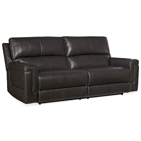 Casual Contemporary Power Reclining Leather Sofa with Power Headrests