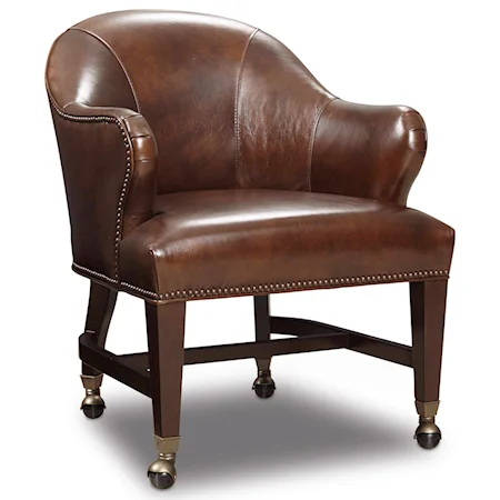Transitional Leather Queen Game Chair with Casters