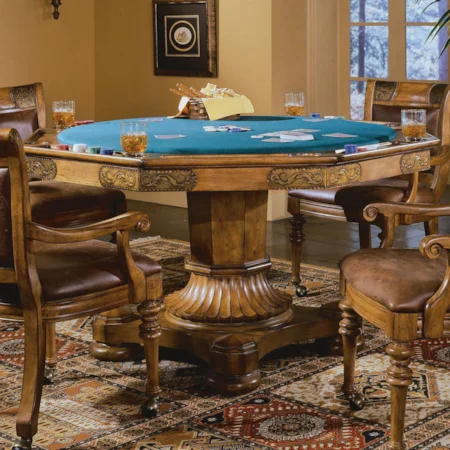 54-Inch Octagonal Pedestal Poker Table with Reversible Top