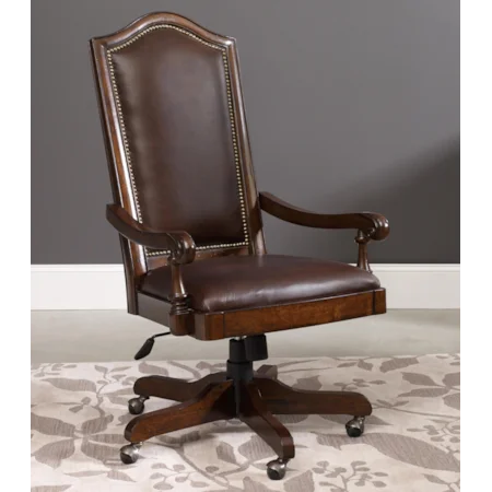Tilt Swivel Chair with Nailhead Trim and Casters