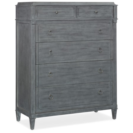Transitional Six-Drawer Chest in Gray Finish
