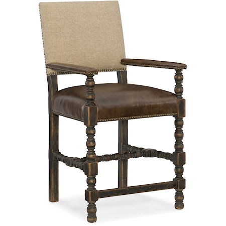 Traditional Comfort Counter Stool with Leather Seat