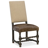 Comfort Upholstered Side Chair with Leather Seat