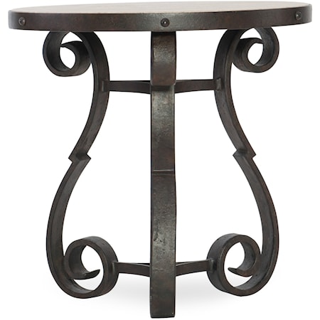 Traditional Metal End Table with Stone Top