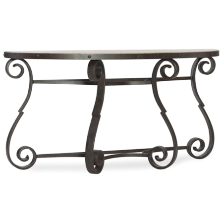 Luckenbauch Metal and Stone Demilune Console