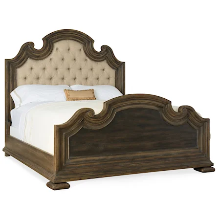 Rustic Farmhouse King Upholstered Sloped Bed