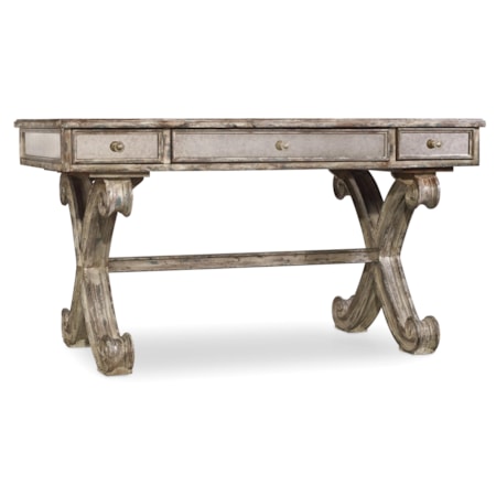 Mirrored Writing Desk with 3 Drawers