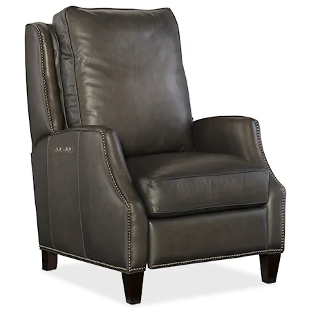 Transitional Leather Power Recliner with Power Headrest