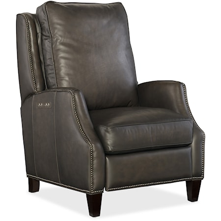 Transitional Leather Power Recliner with Power Headrest