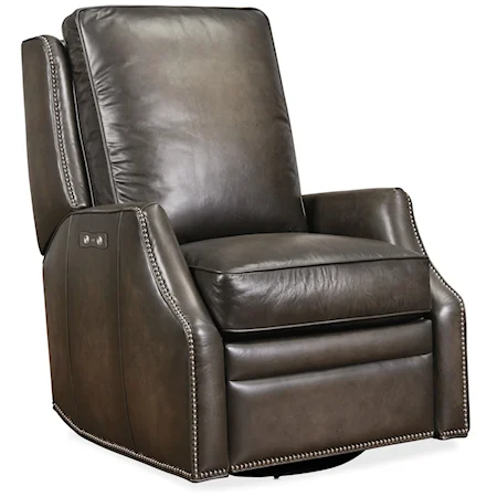 Transitional Leather Power Swivel Glider Recliner