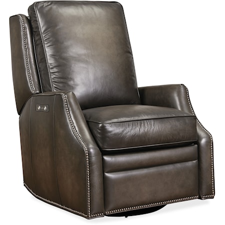 Transitional Leather Power Swivel Glider Recliner