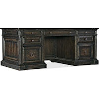 Traditional Executive Desk with Leather Top