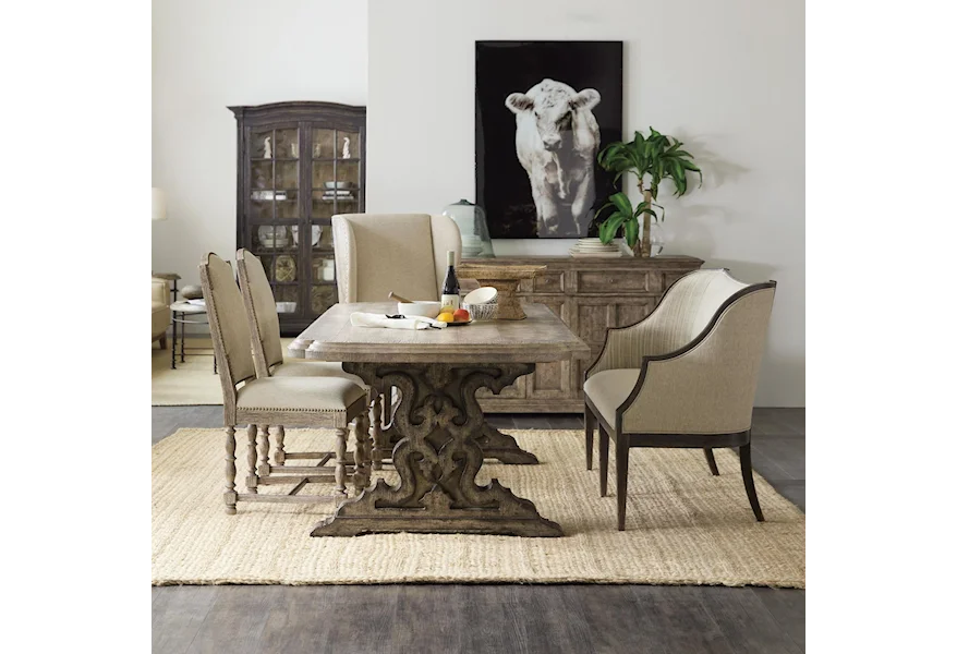 La Grange 5-Piece Table and Chair Set with Bench by Hooker Furniture at Mueller Furniture