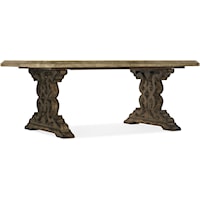 Traditional 86" Double Pedestal Table with 2 Leaves