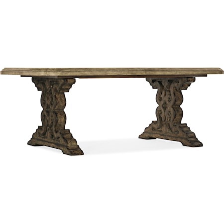 Traditional 86" Double Pedestal Table with 2 Leaves