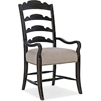 Traditional Ladderback Arm Chair with Upholstered Seat