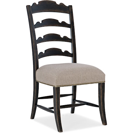 Traditional Ladderback Side Chair with Upholstered Seat