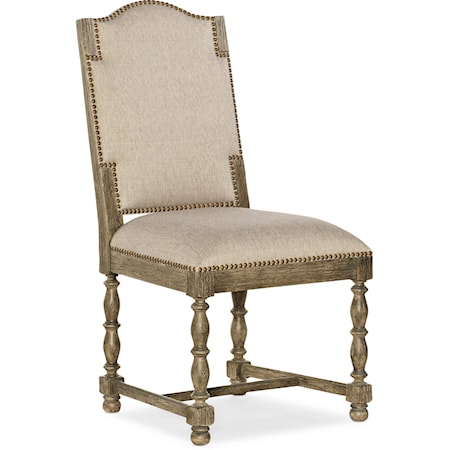 Traditional Square Back Side Chair with Nailhead Trim
