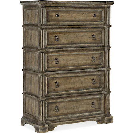 Traditional Five-Drawer Chest with Felt Lined Drawers
