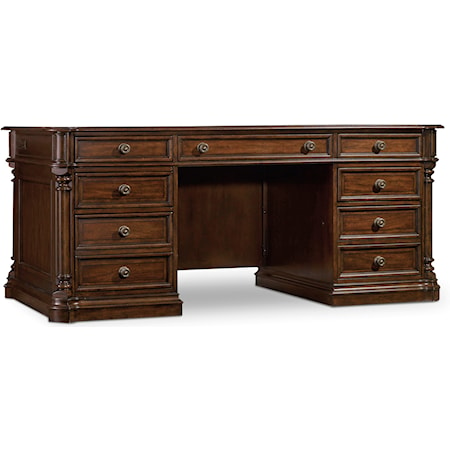 Traditional Executive Desk with 2 Locking File Drawers