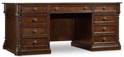 Traditional Executive Desk with 2 Locking File Drawers