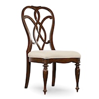 Traditional Scroll Dining Side Chair with Upholstered Seat