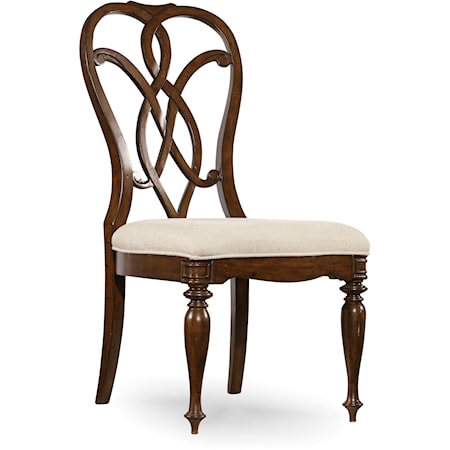 Traditional Scroll Dining Side Chair with Upholstered Seat