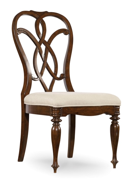 Traditional Scroll Dining Side Chair with Upholstered Seat