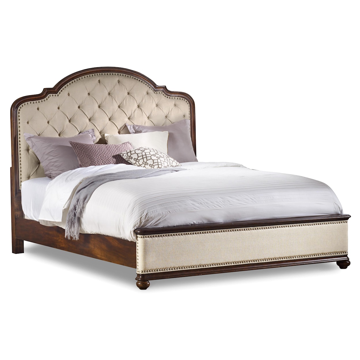 Hooker Furniture Leesburg Queen Size Upholstered Bed with Wood Rails