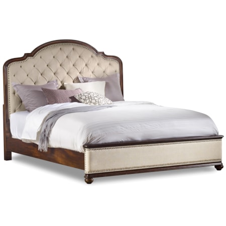 Cal. King Upholstered Bed with Wood Rails