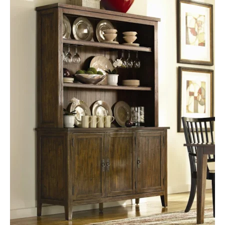 Reversible Door Buffet with Open Hutch China Cabinet