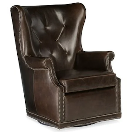 Traditional Wing Swivel Club Chair