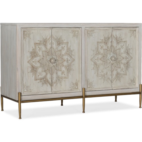 Traditional 4-Door Accent Chest with Adjustable Shelves