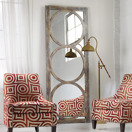 Transitional Floor Mirror with Circle Motifs