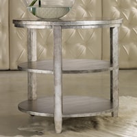 Transitional Metallic Round Top Table with 2 Shelves