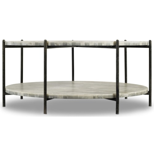 Transitional Round Cocktail Table with Shelf