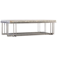 Contemporary Rectangle Cocktail Table with Metal Base