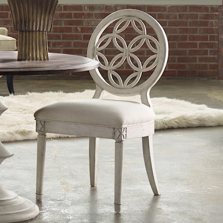 Transitional Side Chair with Circle Fretwork Pattern