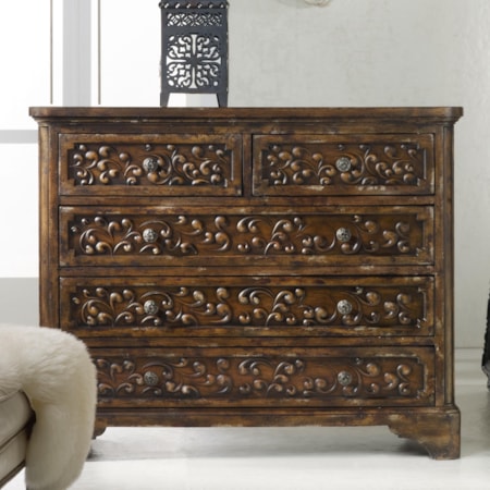 Brighton Hand Carved Chest of 5 Drawers