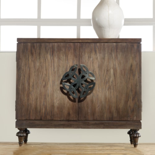 Transitional 2 Door Chest with Oversized Celtic Emblem Hardware