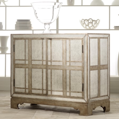Mirrored Plaid Door Chest with Wine Storage