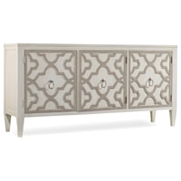 Transitional 3 Door Credenza with Graphic Wood Overlay