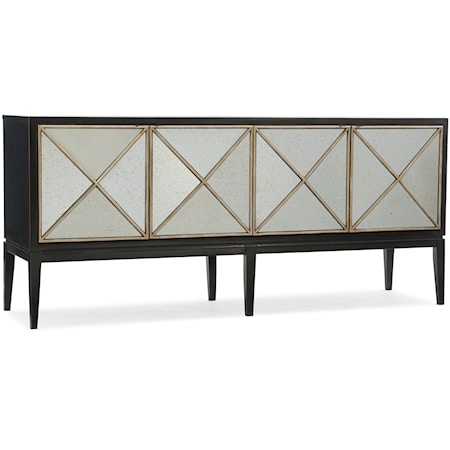 Transitional Four-Door Credenza with Adjustable Shelves