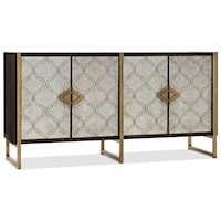 Transitional Four Door Credenza with Adjustable Shelves