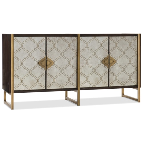 Transitional Four Door Credenza with Adjustable Shelves