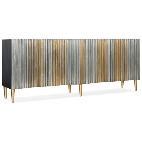 Contemporary 4-Door Credenza with Adjustable Shelves