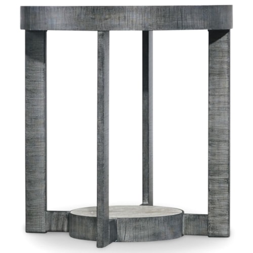 Industrial Round End Table with Marble Tabletop