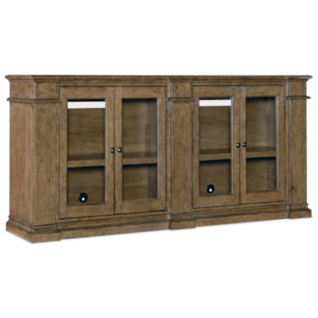 Farmhouse Solid Wood 4-Door Buffet with Charging Station