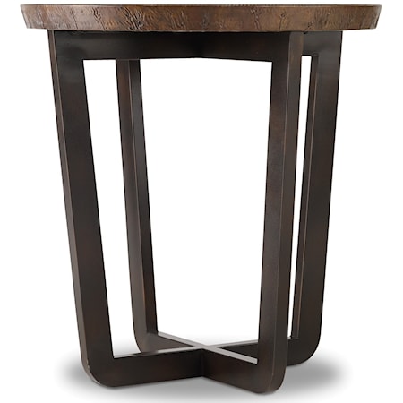 Contemporary Round End Table with Copper Top